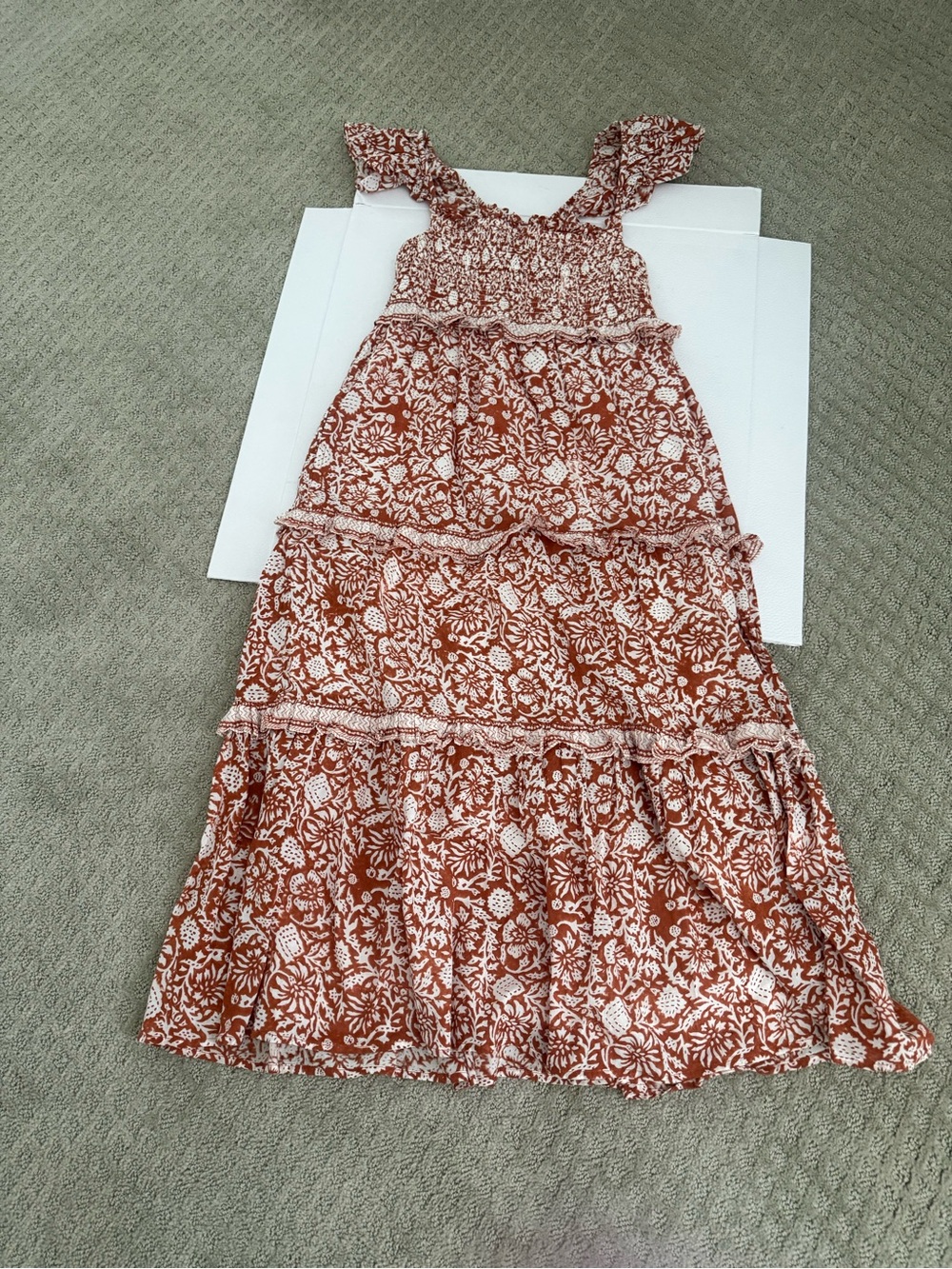 Cleobella Rust & White Floral Tiered Maxi Dress